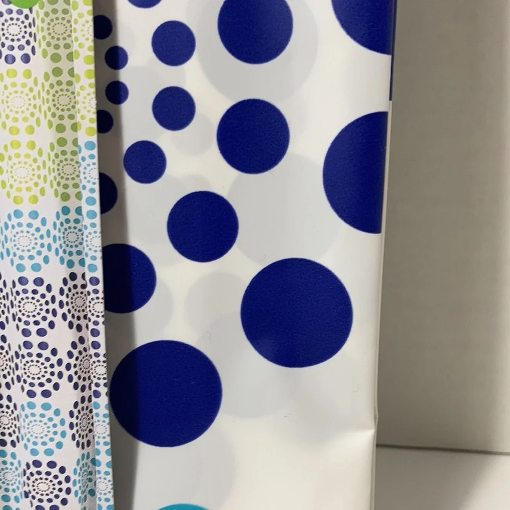 Shower Curtain or Liner Green Blue White NWT Peva Polka Dot Bursts 70